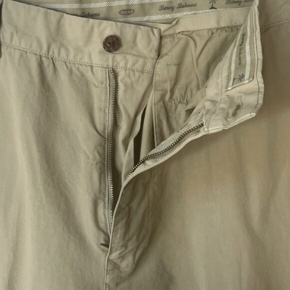 Tommy Bahama Pants Mens 34 Beige Cotton Flat Front Relaxed Fit - Picture 5 of 9